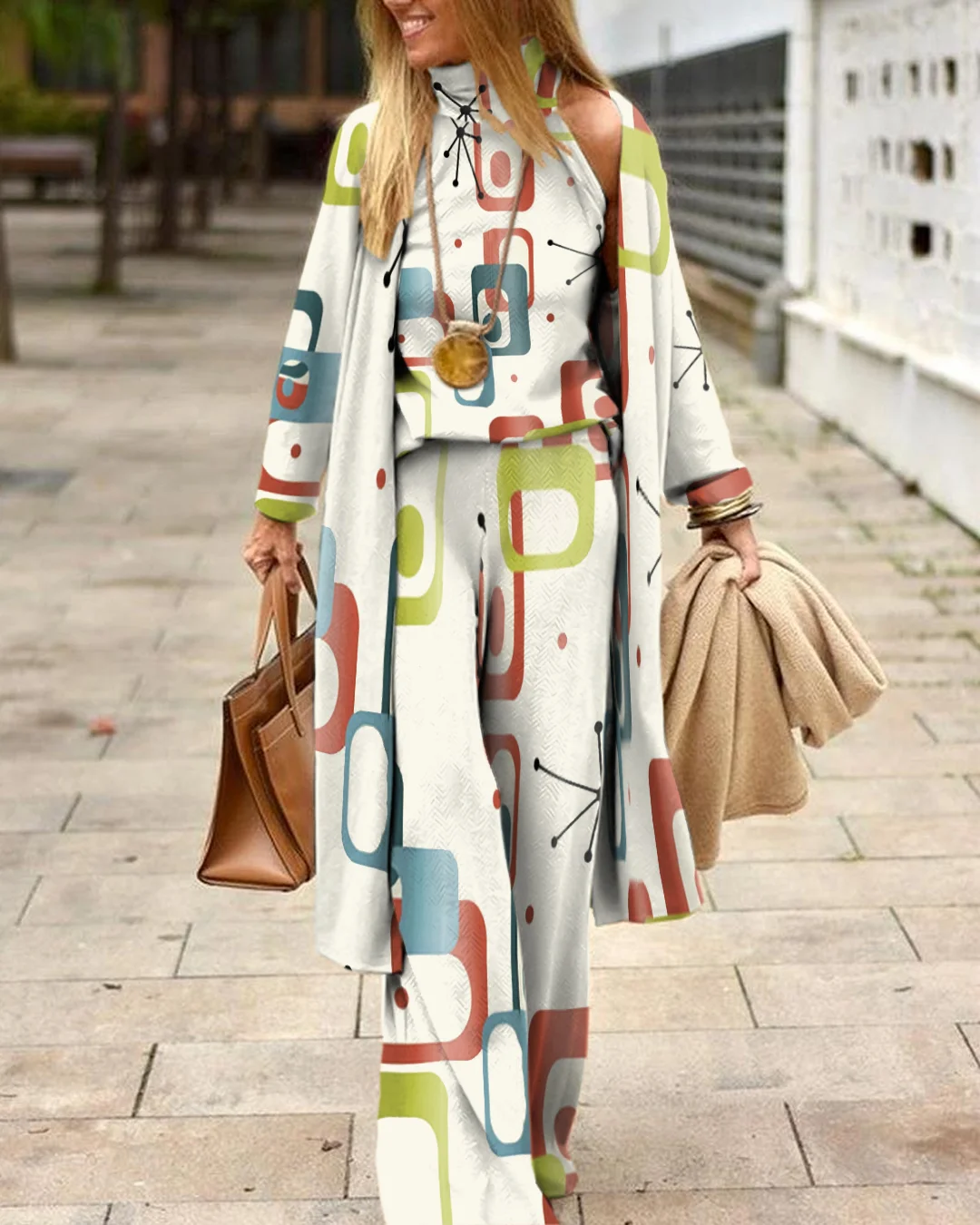 Herringbone Sweater Three-Piece Suit 4211