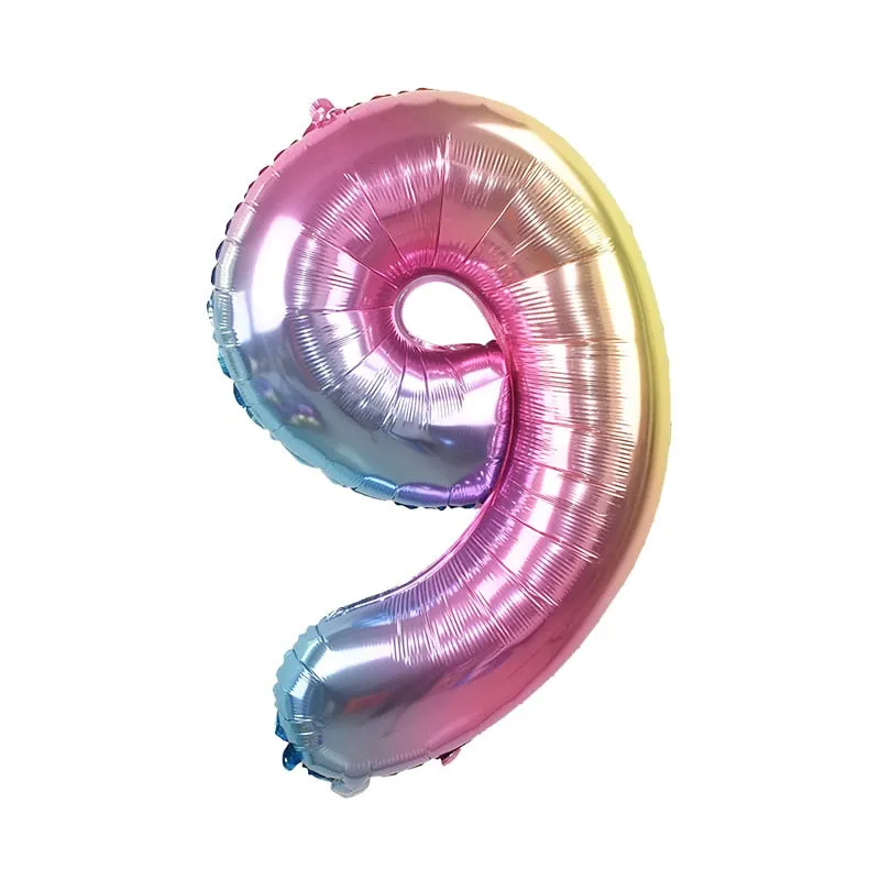 32inch Iridescent Rainbow Color Number Foil Balloons Birthday Wedding Party Decoration Digital Balloon Number Air Ballon Globos