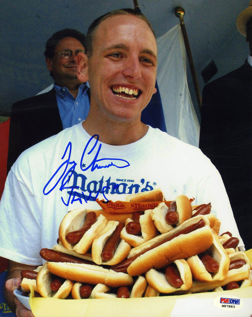 Joey Chestnut SIGNED 8x10 Photo Poster painting Nathans Hot Dog Champ PSA/DNA MLE AUTOGRAPHED