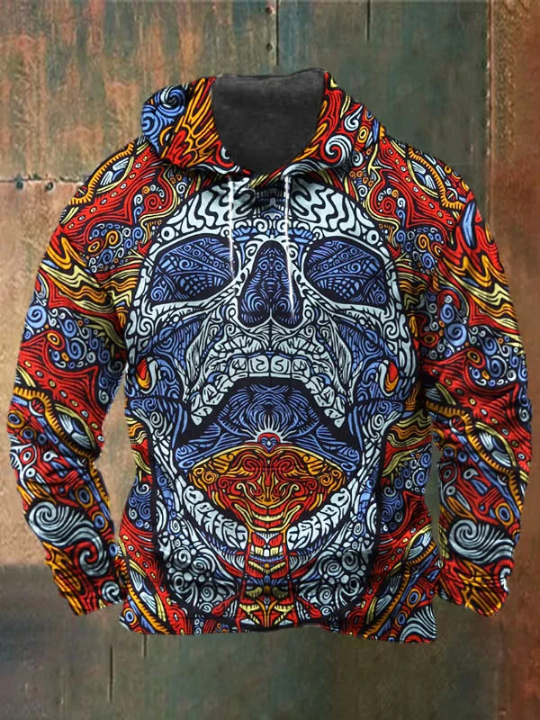 Unisex Skull Print Heavyweight Hoodies