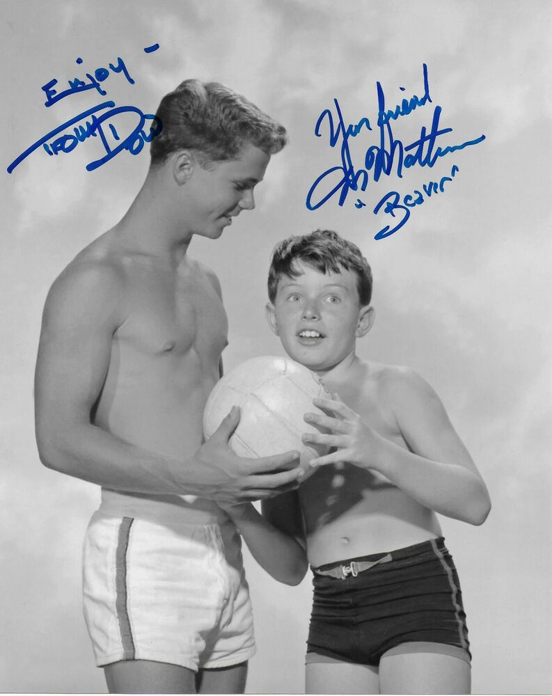 Jerry Mathers & Tony Dow Leave it to Beaver Original Autographed 8X10 Photo Poster painting #9