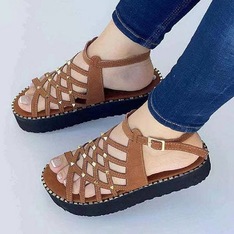 Summer Women Shoes Round Toe Roman Platform Sandals