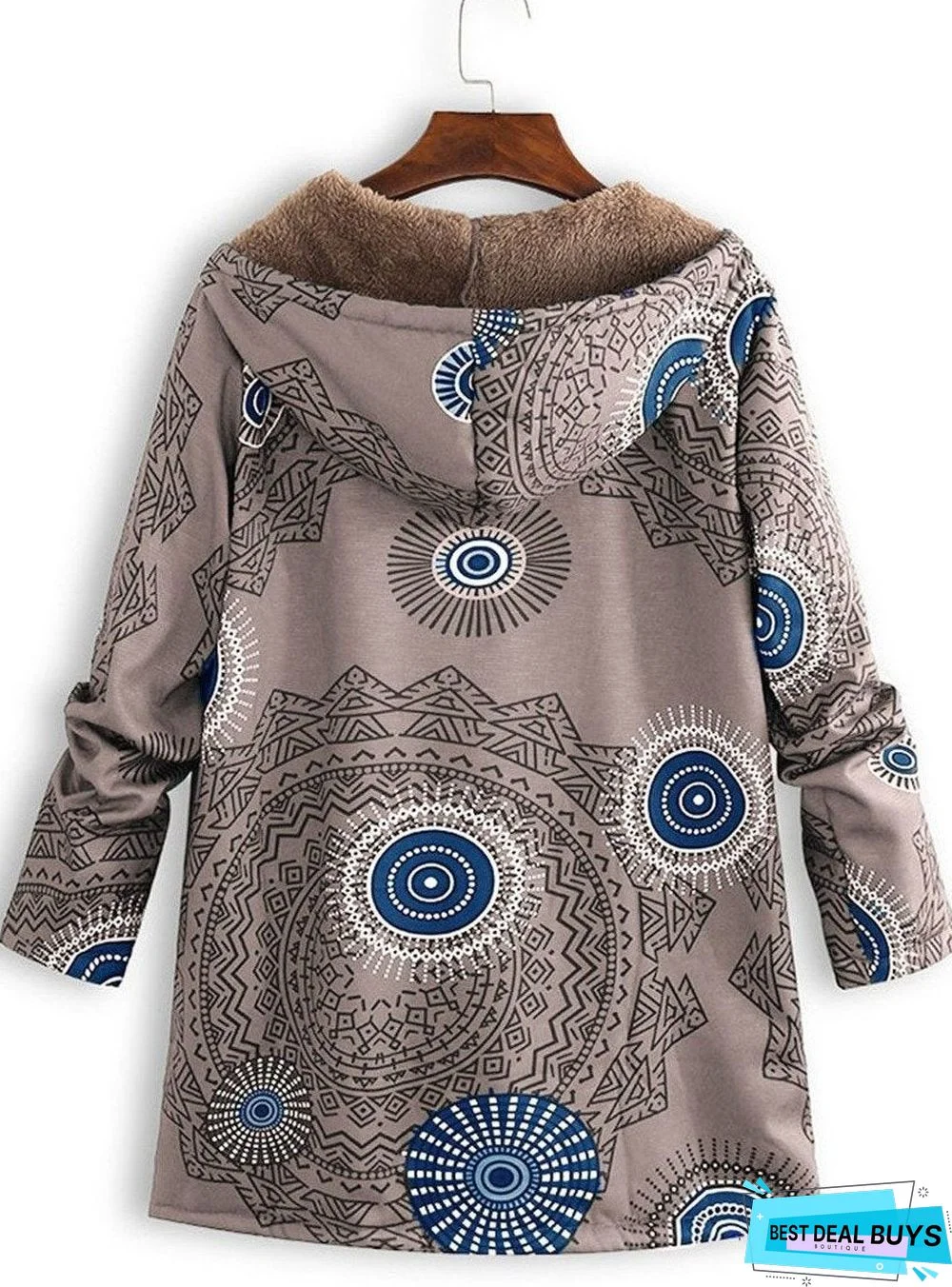 Hooded Abstract Print Coat