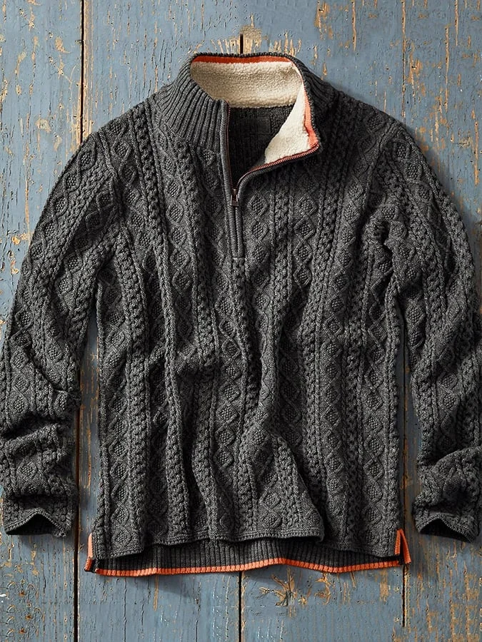 Men's Retro Half-Zip Stand Collar Sweater