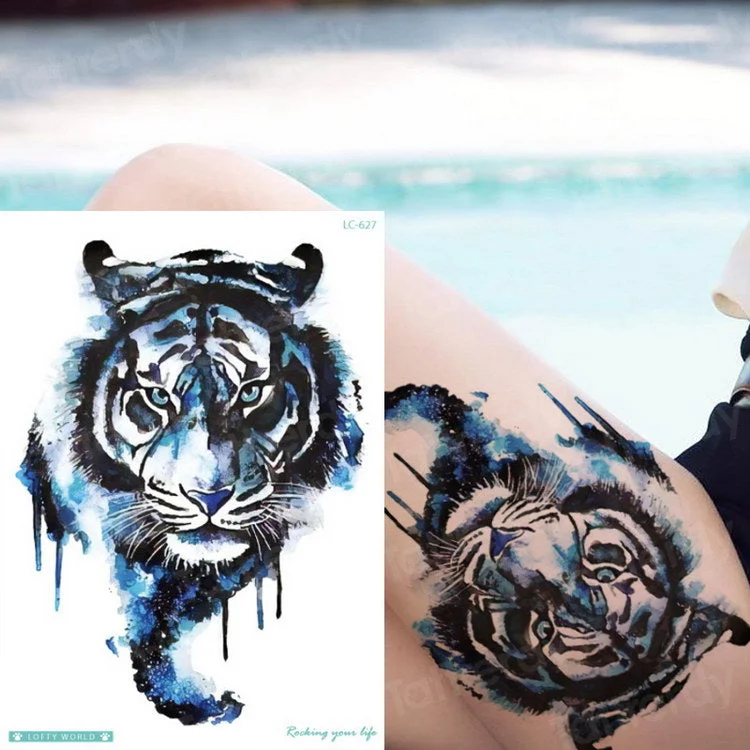Tiger Skull Leopard dragon Waterproof Temporary Tattoo Sticker Wolf Animals Tattoos Body Art Arm Hand men Fake Tatoo Big Sexy