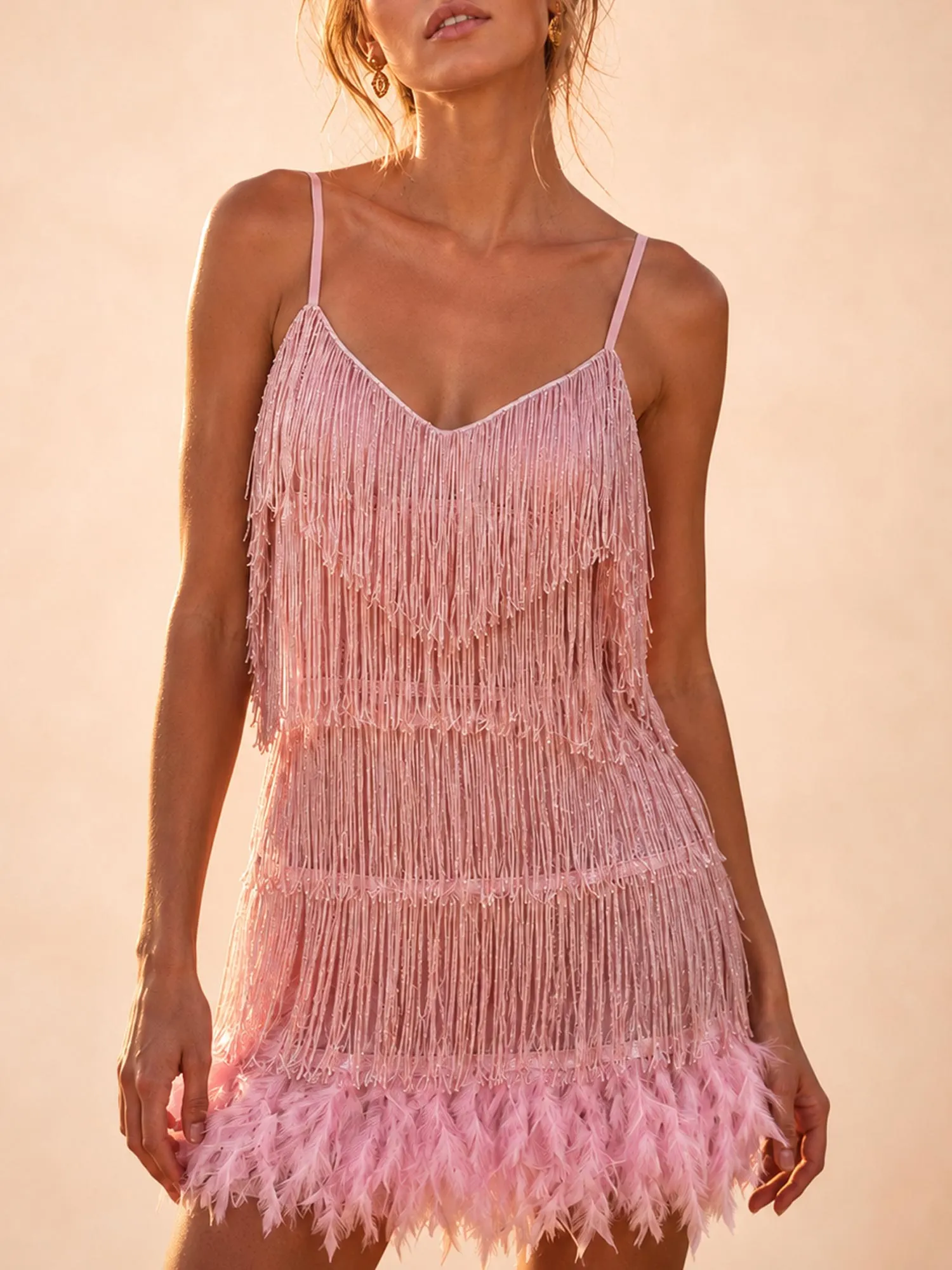 Perfect for a Country Music Festival &mdash;  Women's Dusty Tiered Fringe Lightweight Tassel Cami Dress