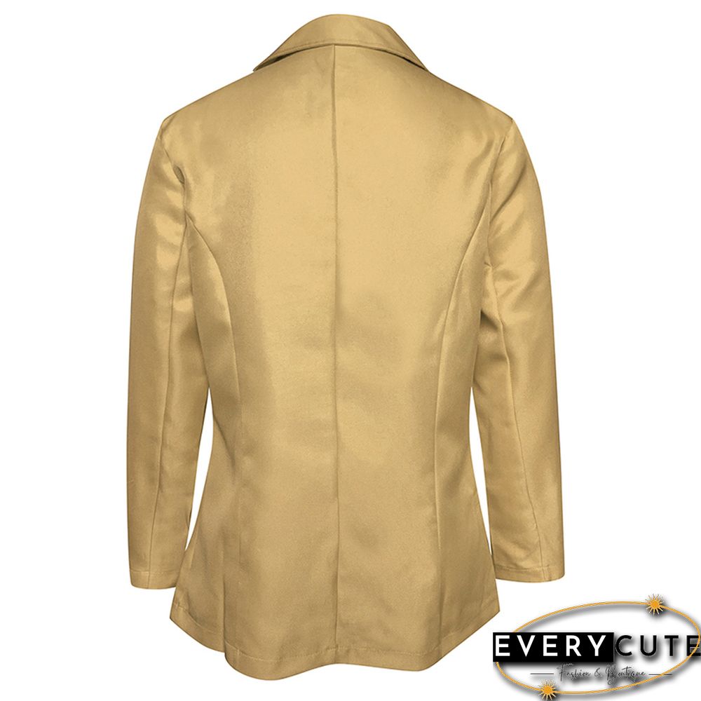 Khaki Single Button Slim Fit Blazer