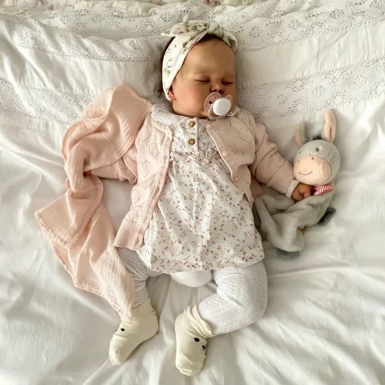  20" Reborn Lifelike Asleep Baby Girl Lamia Cloth Body Reborn Doll Set with Heartbeat - Reborndollsshop®-Reborndollsshop®