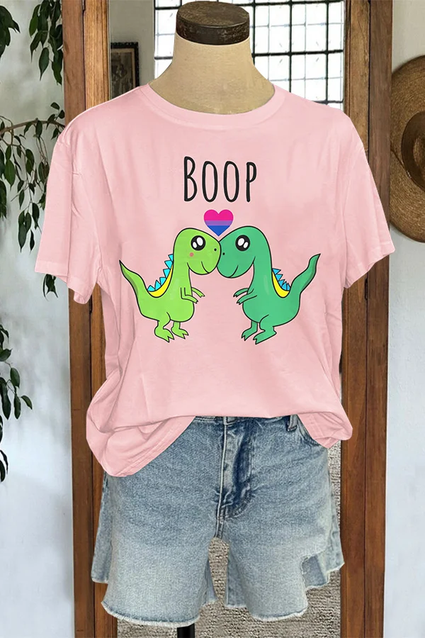 Rainbow Heart Dino Greeting T-shirt