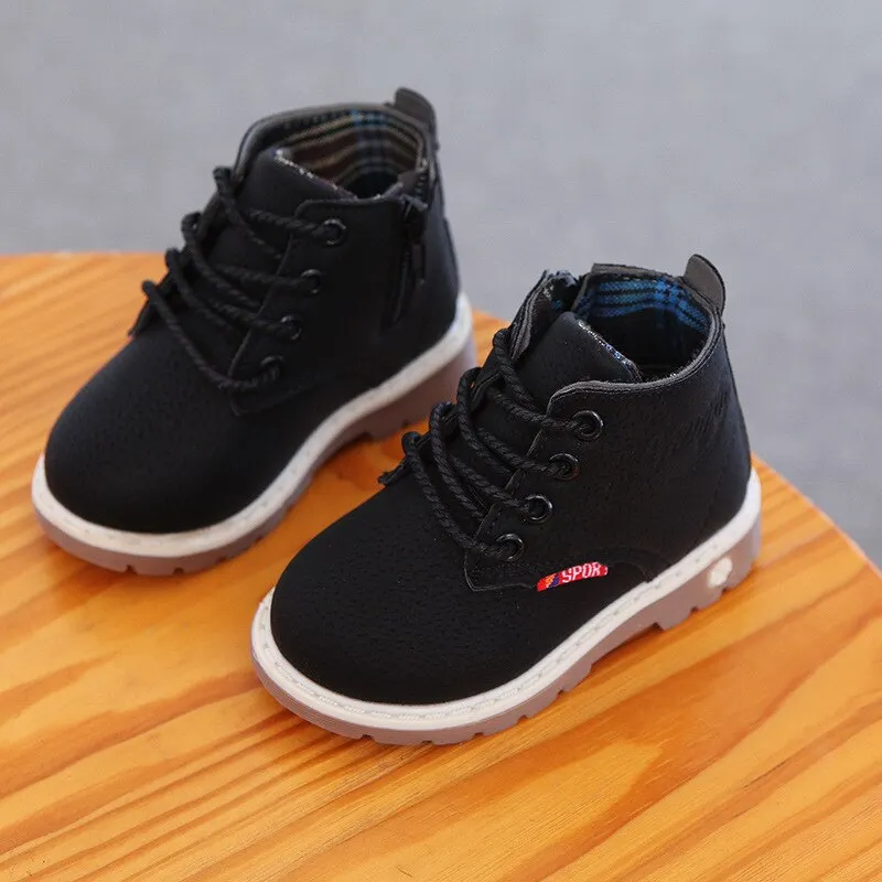 Winter Children Casual Shoes Autumn Martin Boots Boys Shoes Fashion Leather Soft Anti Slip Girls Boots 21-30 Sport Running Shoes