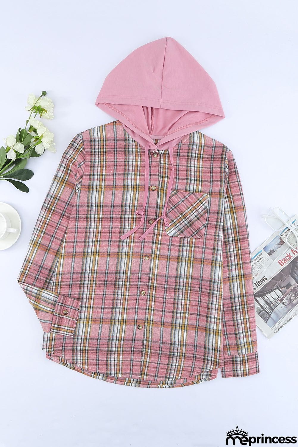 Plaid Hooded Shirt Coat