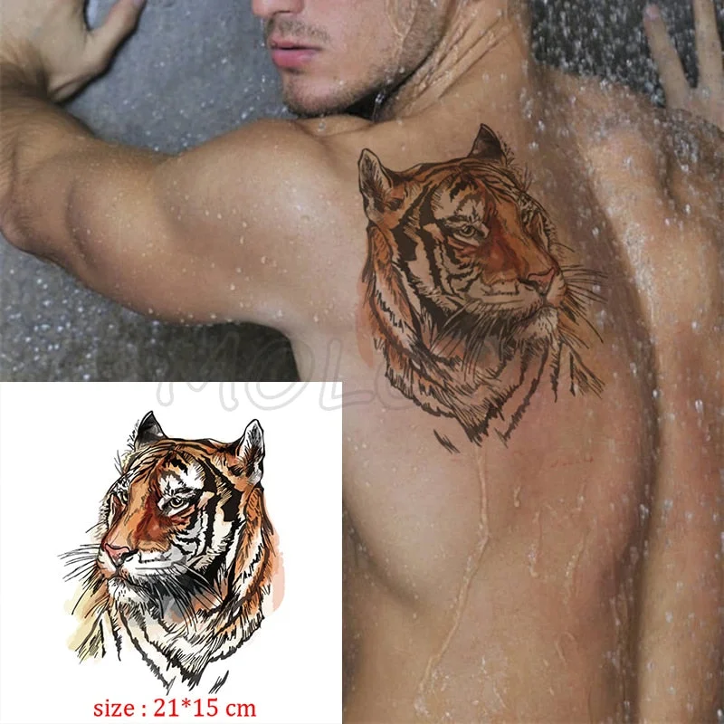 Waterproof Temporary Tattoo Sticker angry wolf mountain tatoo water transfer fake tatoo flash tatto Woman Man kid 14.8*21 cm