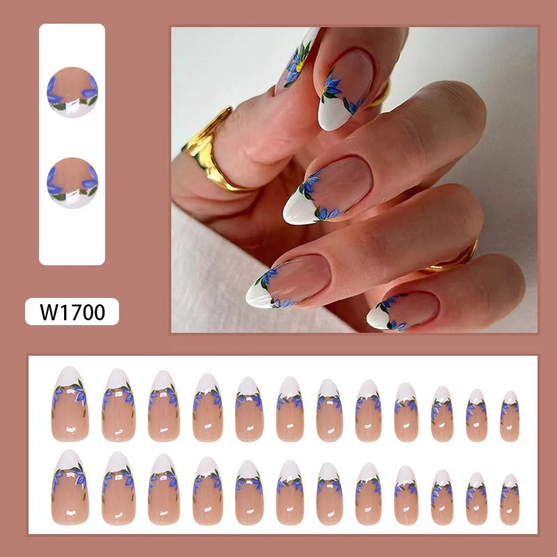 Churchf Churchf Wear Fake Nail Removable Nail Piece Simple Iris Nail Patch 24 Pieces