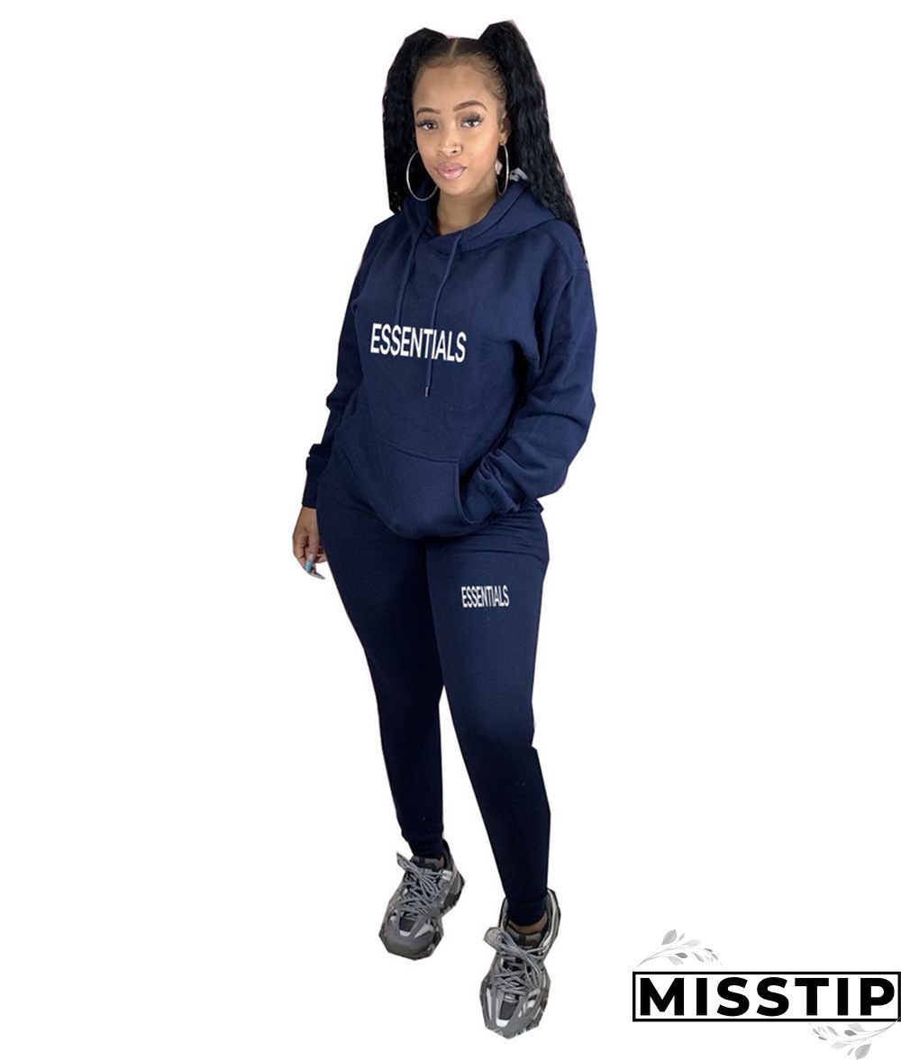 Winter Hooded Sweatshirt Skinny Pants Tracksuit