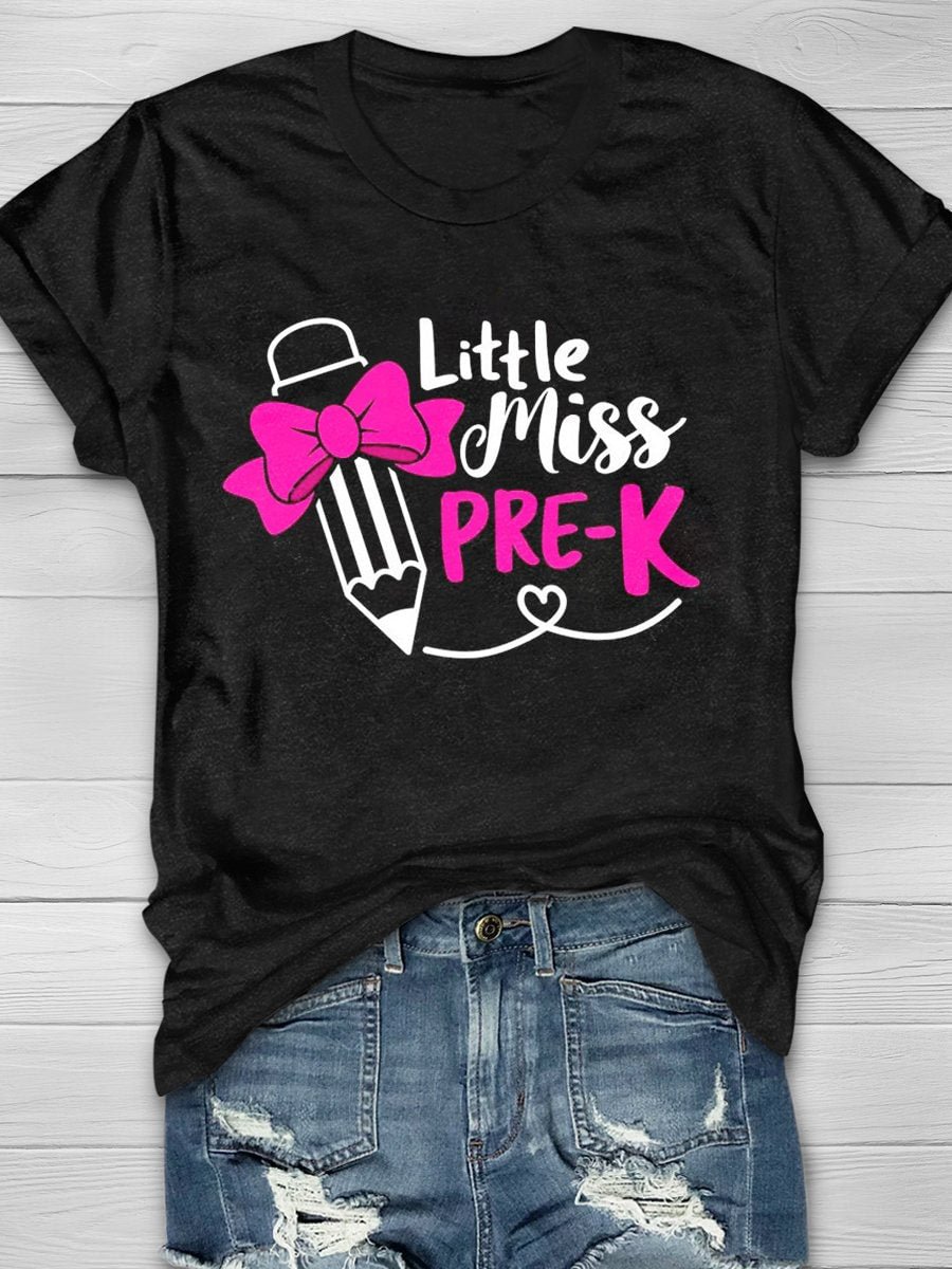 Little Miss Pre-K Print Short Sleeve T-shirt
