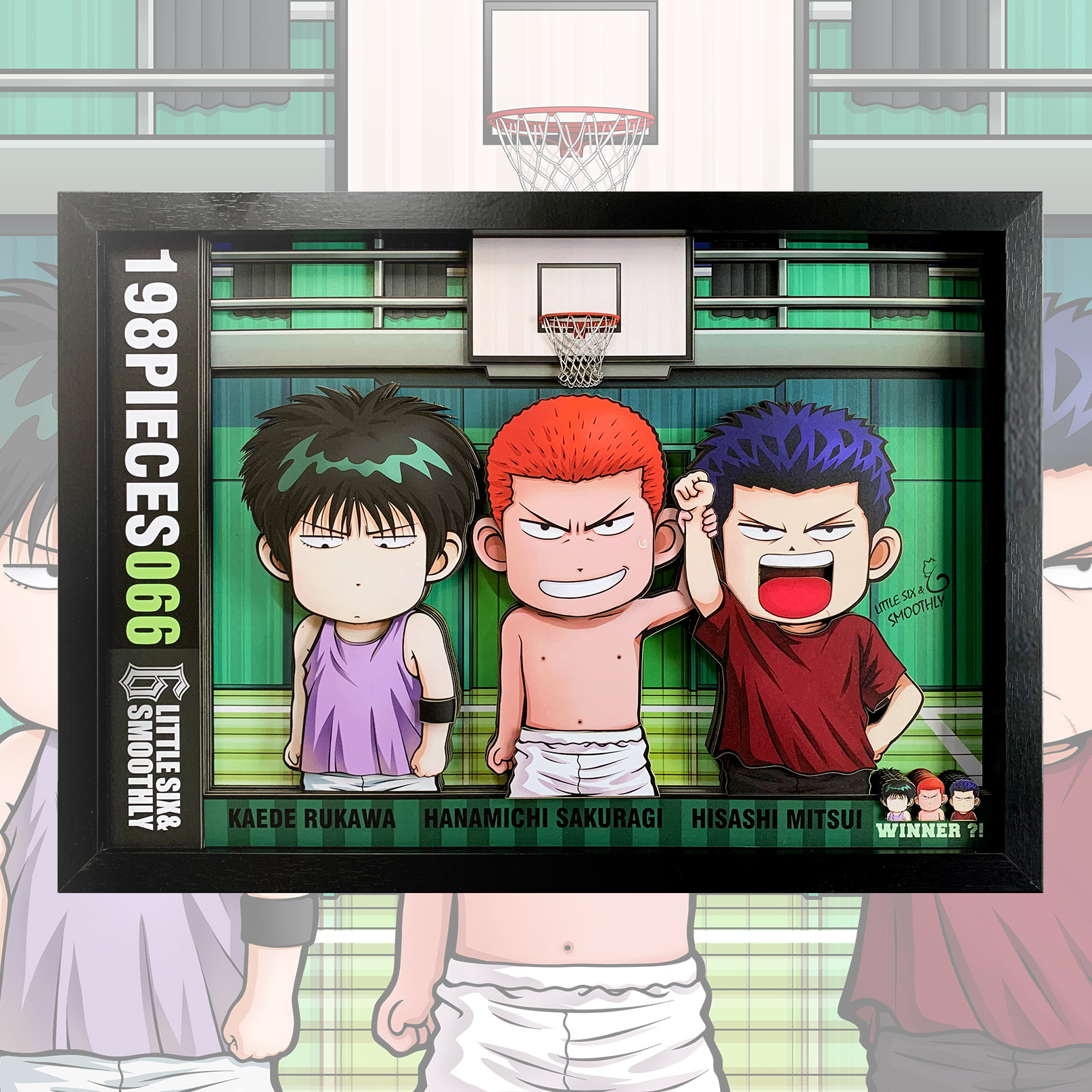 IN-STOCK Momo Studio - Decorative Painting SLAM DUNK  - 3D Decorative Paint of Chibi Ver. Kaede Rukawa & Hanamichi Sakuragi & Hisashi Mitsui Scene-