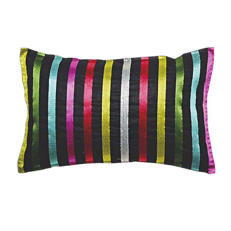 Pencil Stripes Rectangle 55x35cm Embroidered Cushion Cover