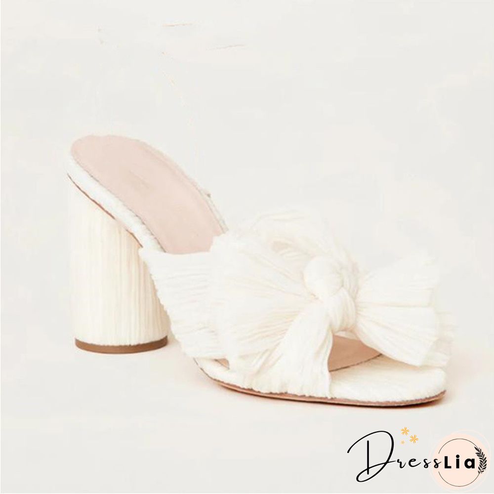 Brand New Summer Woman Mules Shoes Sandals Super High Heel 8 cm With Butterfly-knot Sweet Lady Office Shoes Plus Size 50