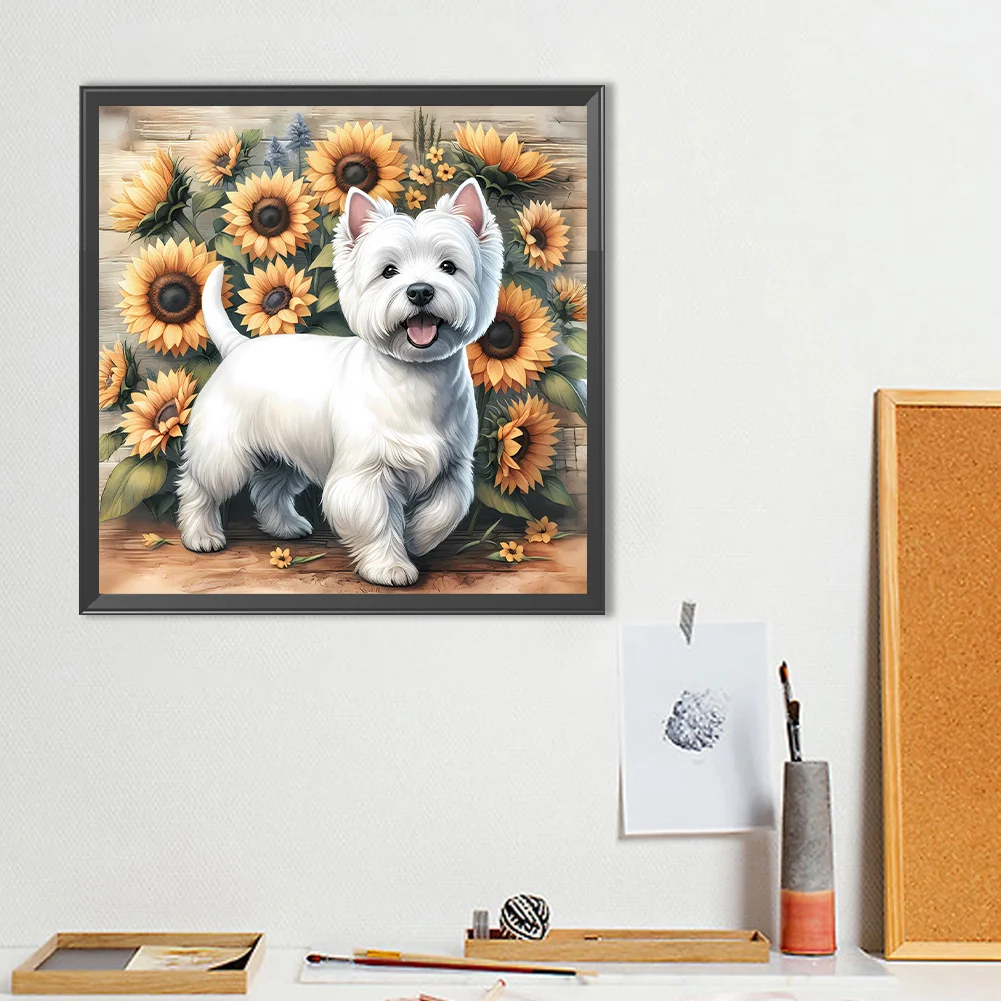 Diamond Painting - Full Round Drill - Sunflower Dog(Canvas|40*40cm)