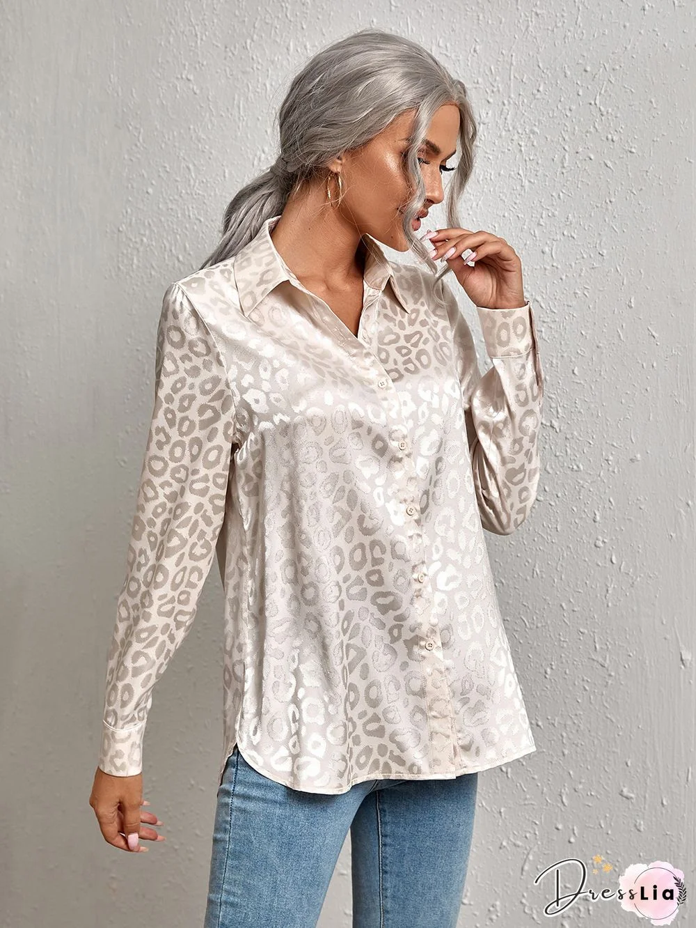 Vintage&nbsp;Printed Color Long Sleeve Shirt