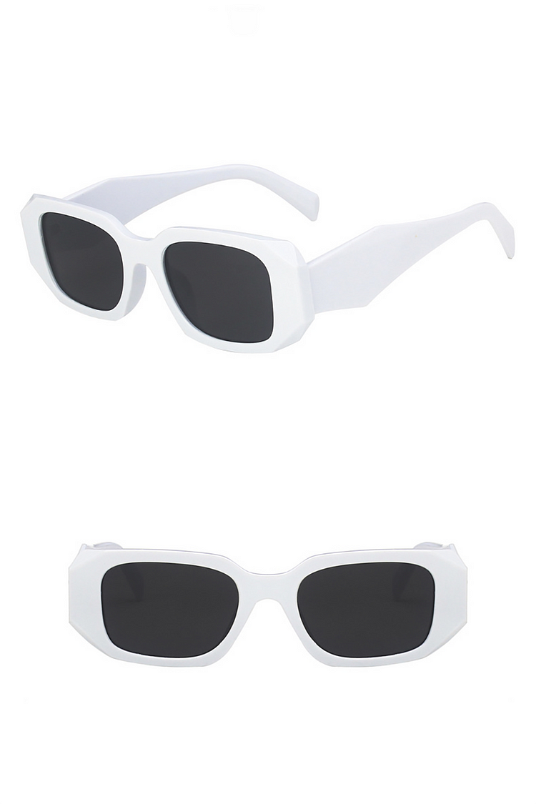 Colorblock Square Frame Black Lens Outdoor Sunglasses
