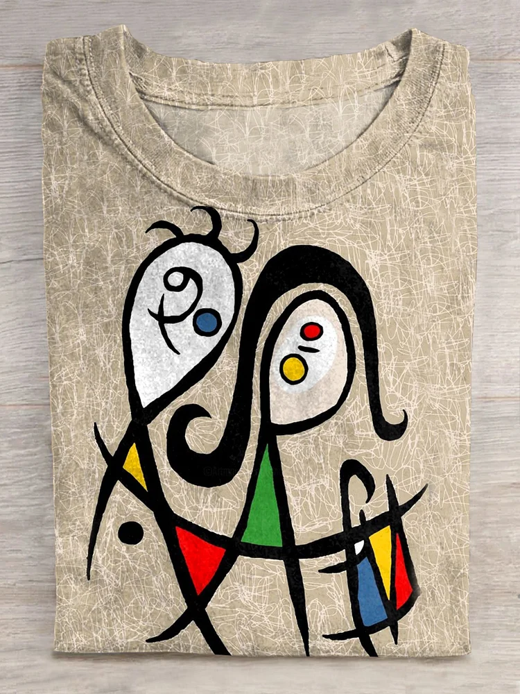 Abstract Art Print Short Sleeve Casual T-shirt