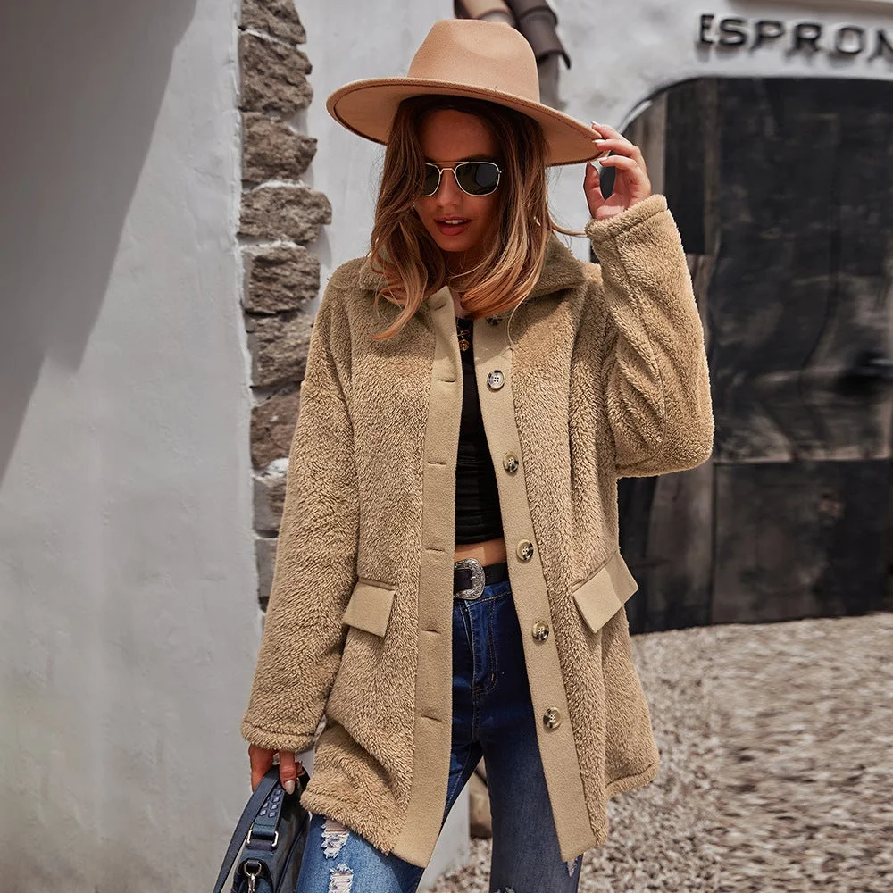 Women's Long-sleeved Double-faced Fleece Long Coat