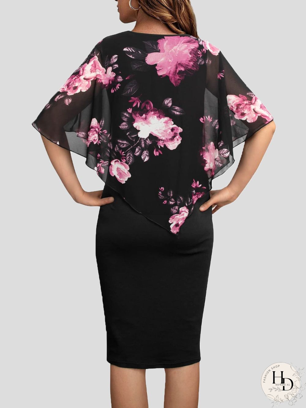 Women'S Dresses V-Neck Chiffon Shawl Slim Fit Dress