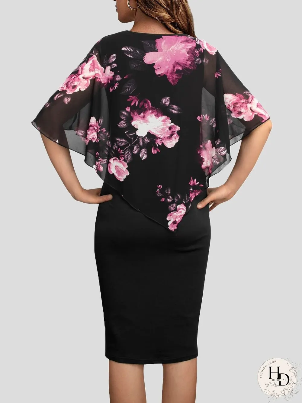 Women'S Dresses V-Neck Chiffon Shawl Slim Fit Dress