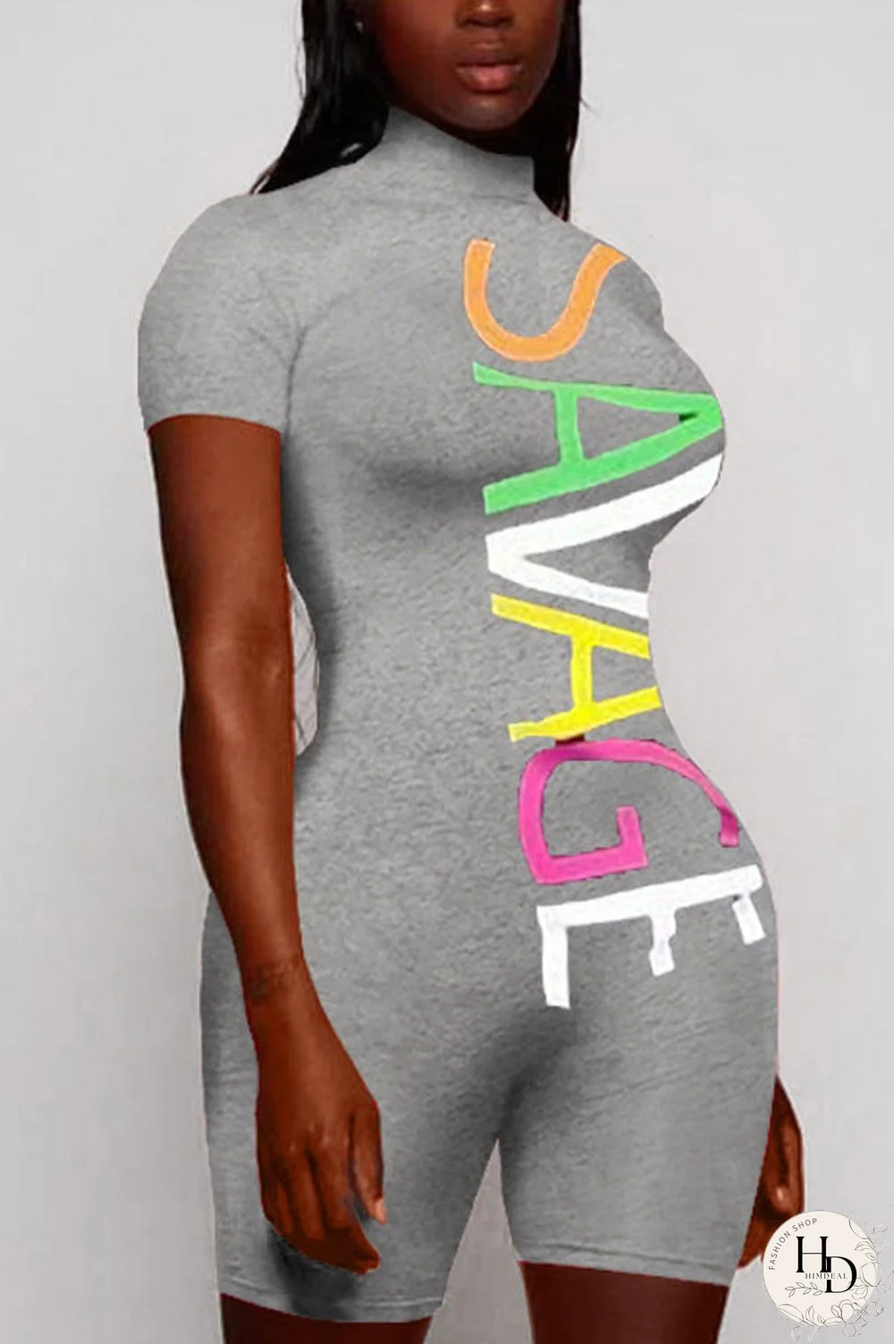 Orange Casual letter Short Sleeve Jumpsuits