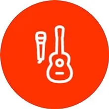 PartyBox, micrófono, guitarra