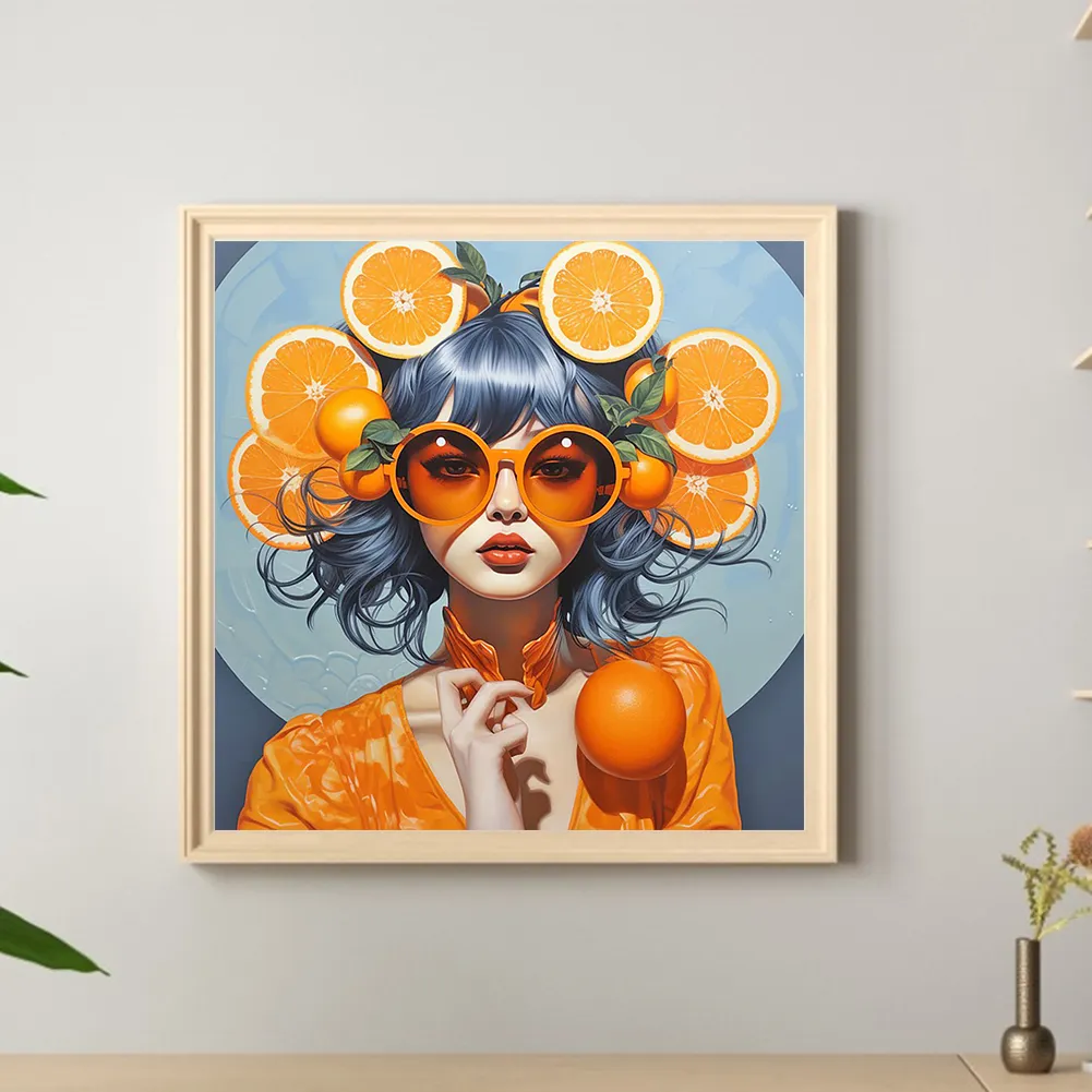 Full Round Diamond Painting 40*40cm - Orange Girl