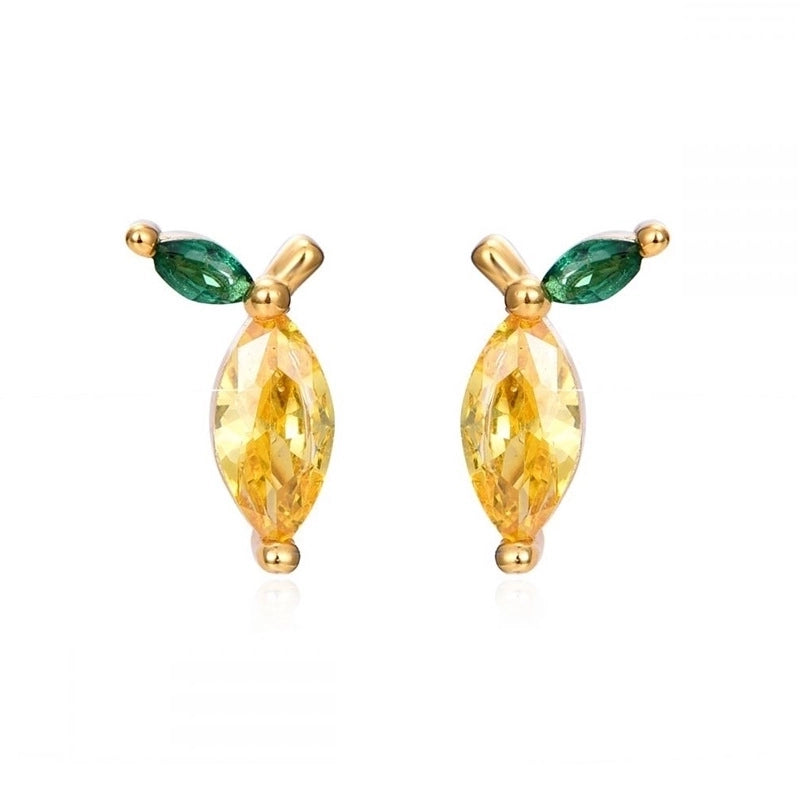 1 Pair Cute Minimalist Fruit Plating Diamond Copper Ear Studs