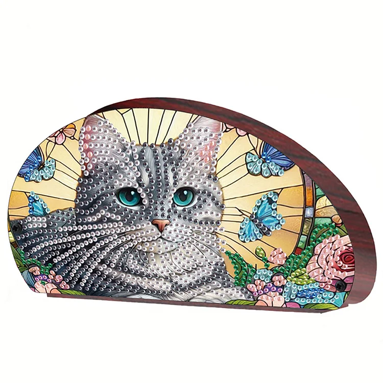 Wood Cat Diamond Painting Storage Rack DIY Diamond Art Sundries Container