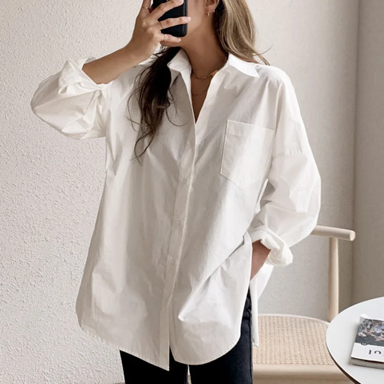 Long Sleeve Cotton White Blouse Women 2022 Plus Size Loose Women Shirts Blouses Casual Office Lady Button Shirt Tops Blusa 11456