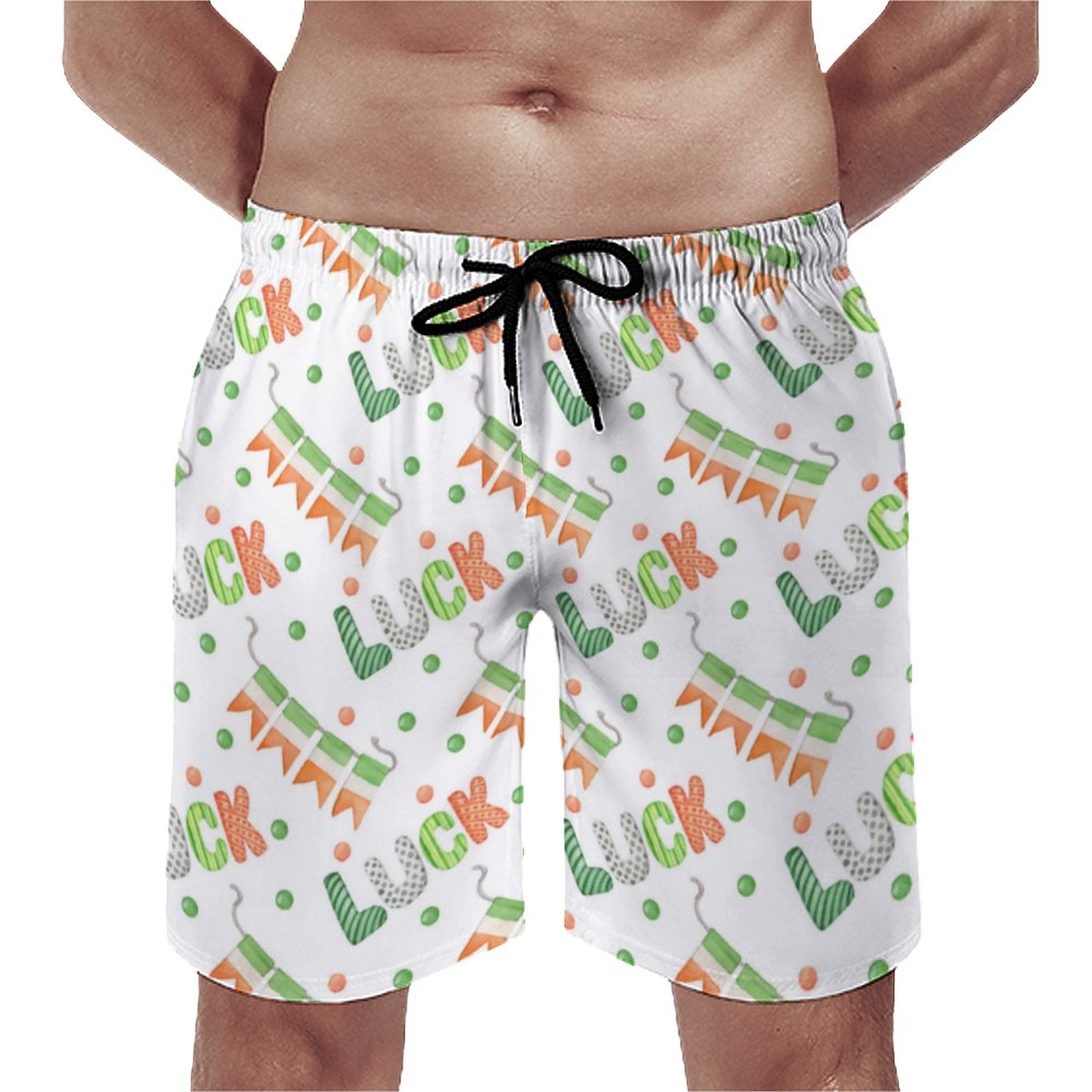 Lucky St Patricks Day Irish Flag Colored | Mens Swim Trunks Quick Dry Swim Shorts With Mesh Lining | Best Men Beachwear | Minion Swim Trunks | Upf Beachwear | Vacation