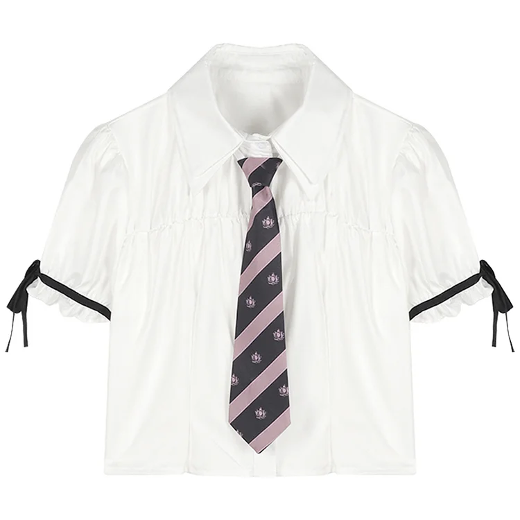 Three Pieces Ruffled Lapel T-Shirt Tie Dress - Modakawa modakawa