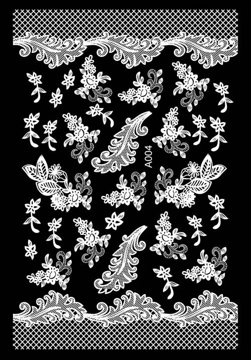 DIY White Flower Nail Stickers Decoration Manicure Foil 3D Nail Art Decorations Stickers Design Adhesive Lace Nail Decals Slider