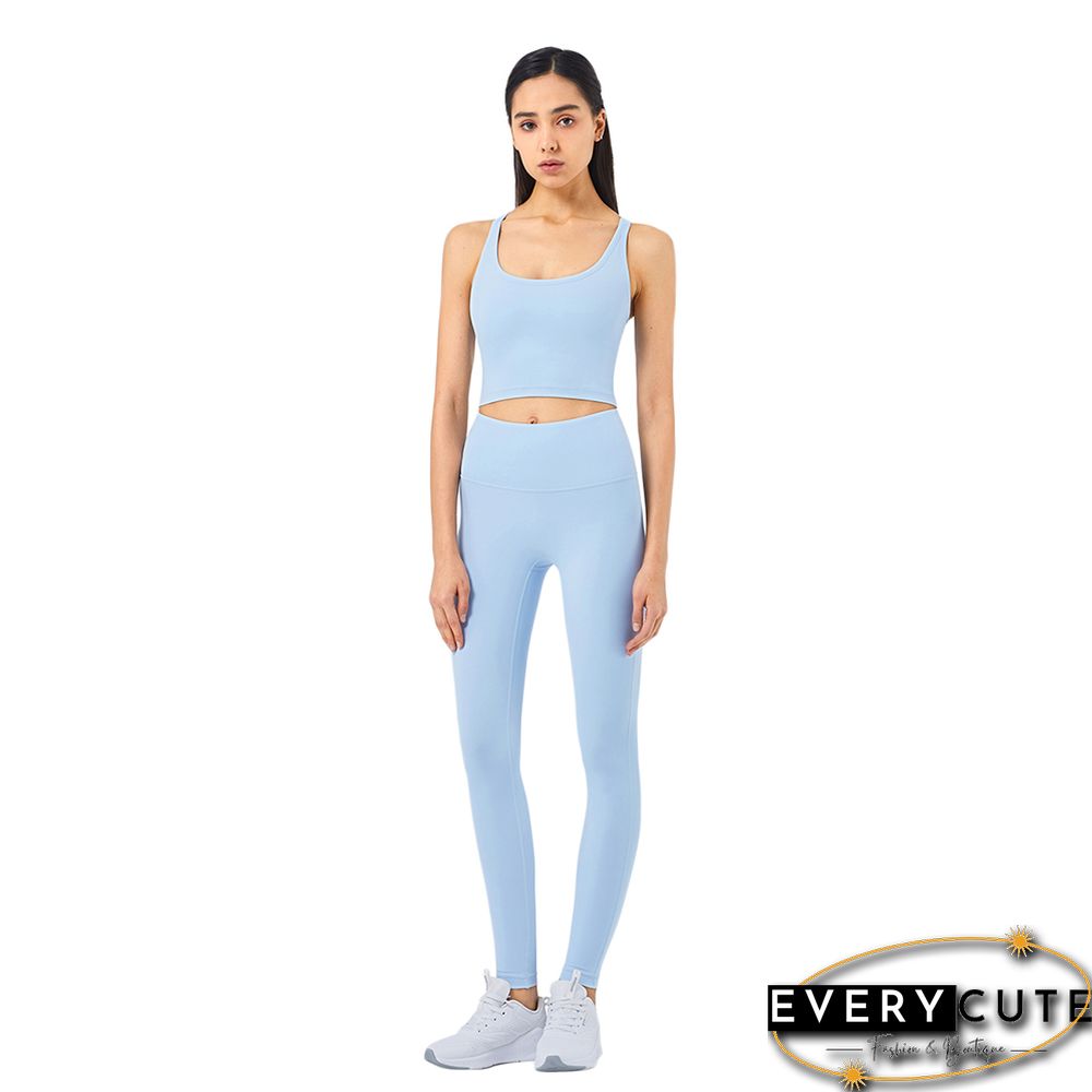 Light Blue Sportswear Push-up Tank Bra