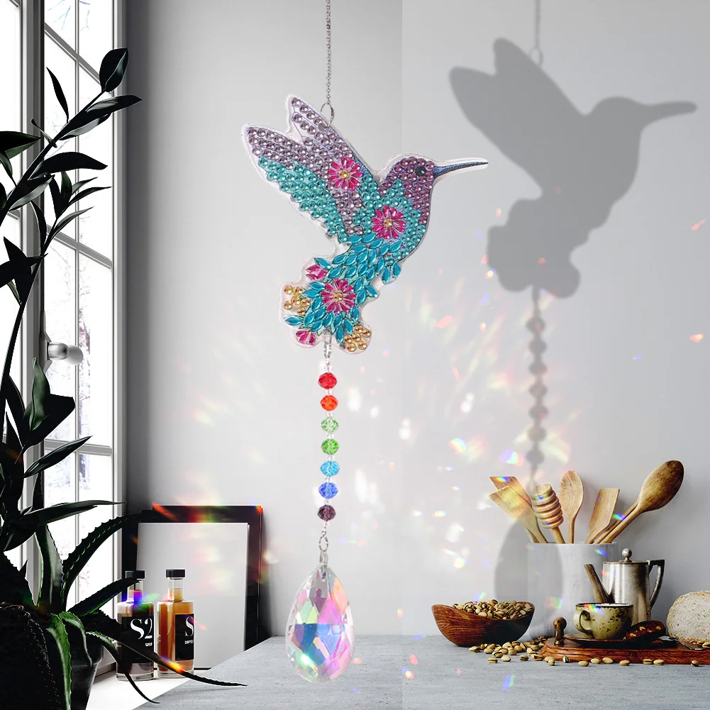 DIY Diamond Painting Sun Catcher - Hummingbird