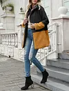 Contrast Color Loose Long Sleev Lapel Collar Fashion Cardigan Coat
