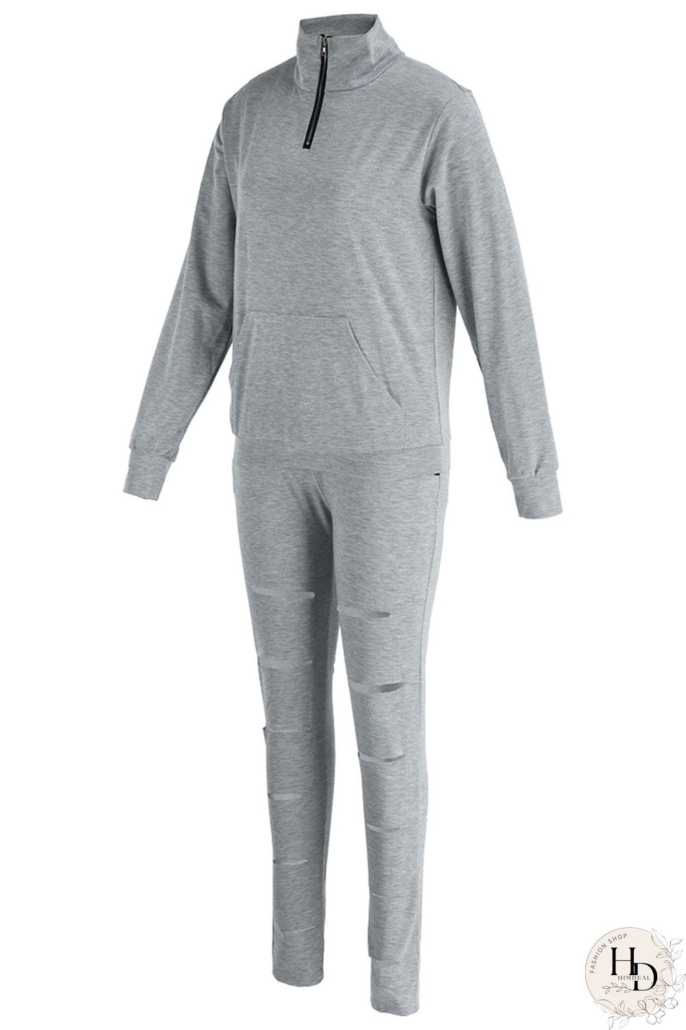 Black Casual Sportswear Solid Hollowed Out Patchwork Zipper Collar Long Sleeve Two Pieces