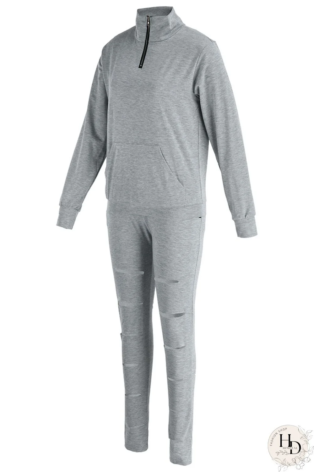 Black Casual Sportswear Solid Hollowed Out Patchwork Zipper Collar Long Sleeve Two Pieces