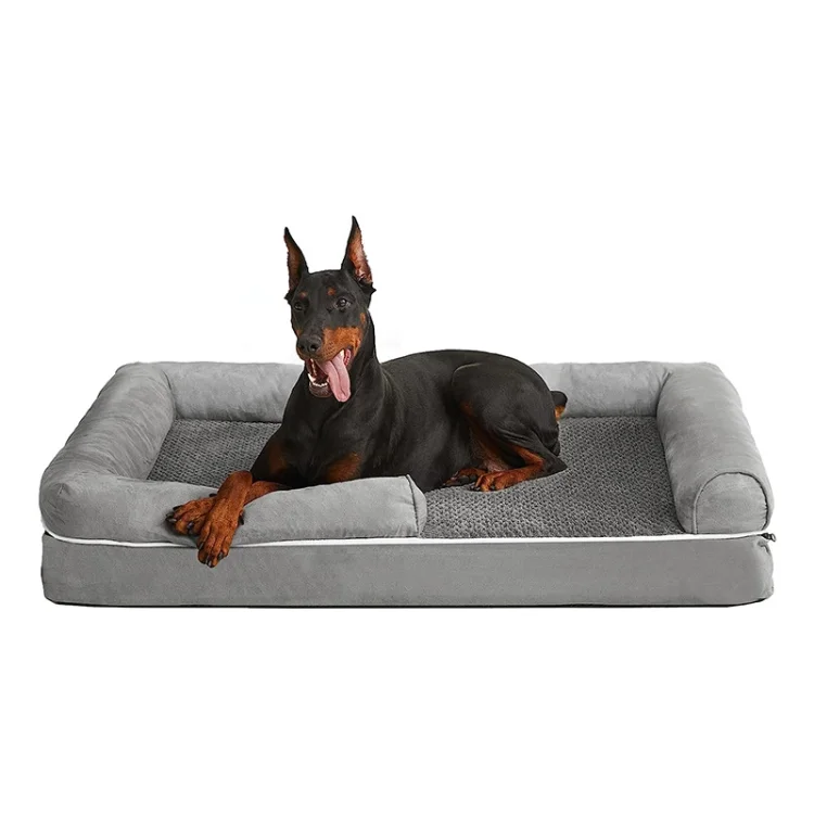 Solid Gray Large Dog Bed - JemaPet