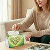 (24cm)Diamond Art Tissue Box Cover DIY PU Desktop(Heart-shaped white daisies)