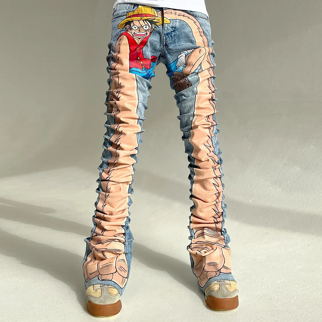Fashionable and personalized street style Luffy stacked pants