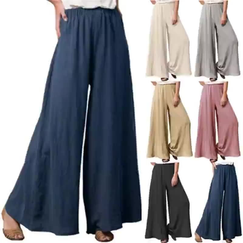 2022 new women's cotton and linen loose wide-leg pants