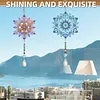 2Pcs Diamond Painting Acrylic Double Sided Snowflake Wind Chime Suncatcher with Crystal Hanging Pendant
