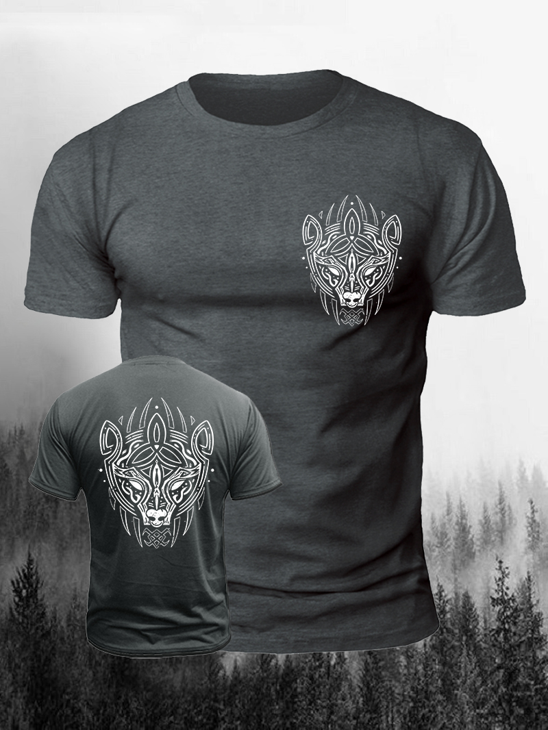 Men's Viking Bear Symbols Print Casual Short Sleeve T-shirt