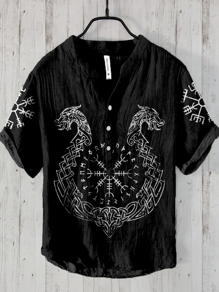 Nordic Compass Viking Art Linen Blend Cozy Shirt